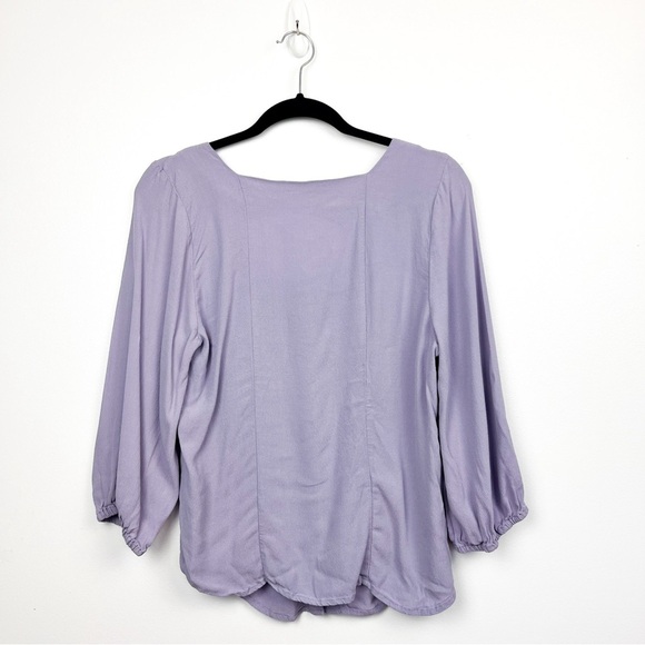Cleo Long Sleeve Lavender Purple Button-Up Blouse - Picture 7 of 10